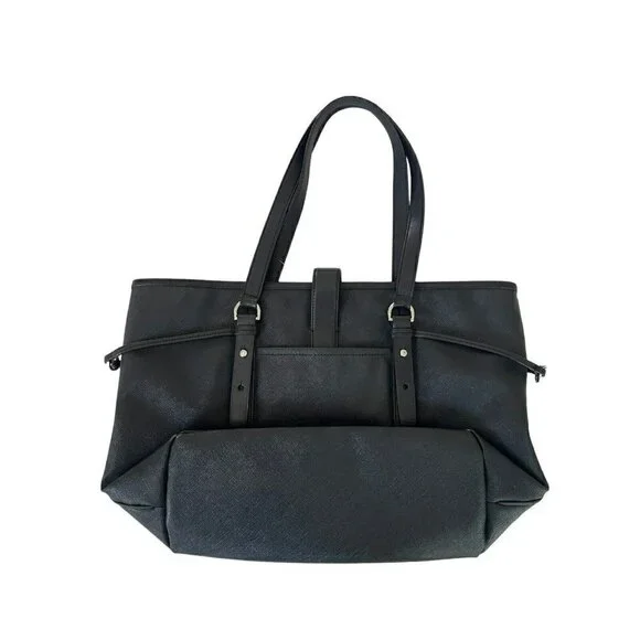 Tumi Villa Black Saffiano Leather Lock Front Tote Bag 73127D2